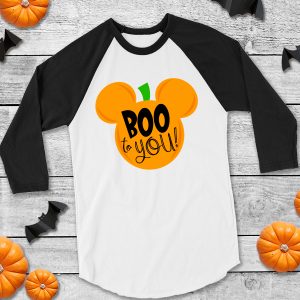Boo to You Mickey Pumpkin SVG File on Raglan Shirt