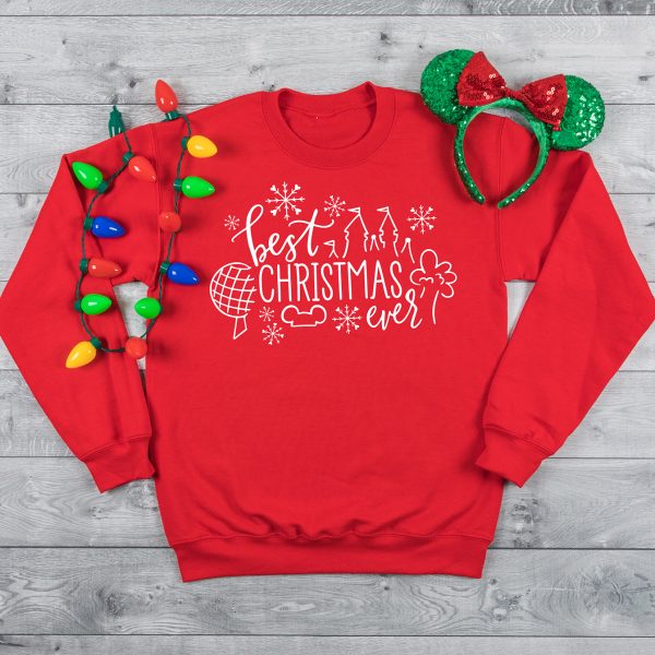 Best Christmas Ever Disney Inspired Red Sweatshirt with SVG FIle