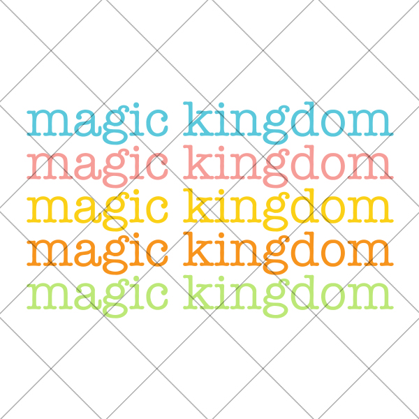 magic kingdom in rainbow colors svg file behind grid