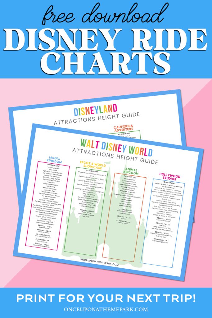 Free Printable Charts for Disney Ride Heights