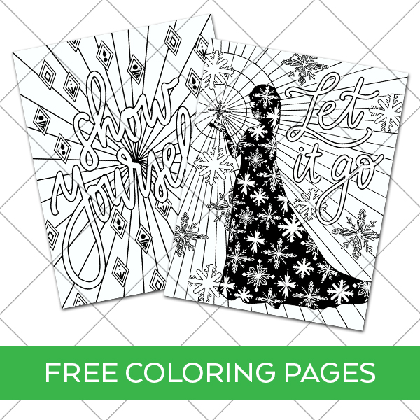 2 free elsa coloring pages behind grid