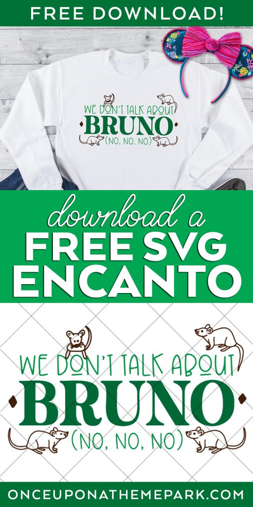 We Don't Talk About Bruno Encanto SVG on Crewneck with Free SVG File behind security grid