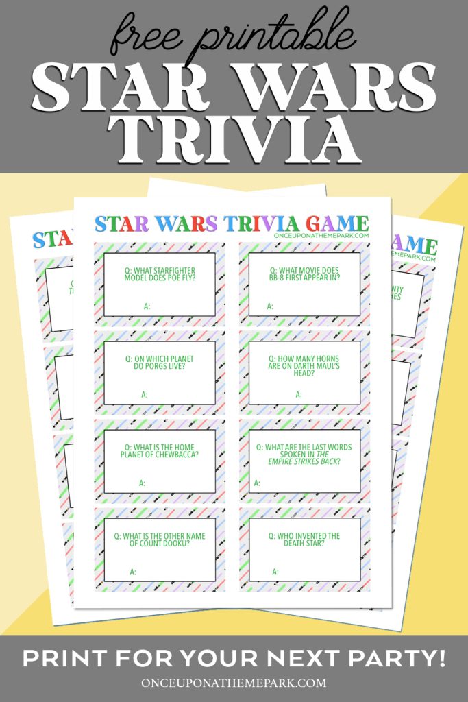 50+ Star Wars Trivia Questions & Printable Quiz - Play Party Plan