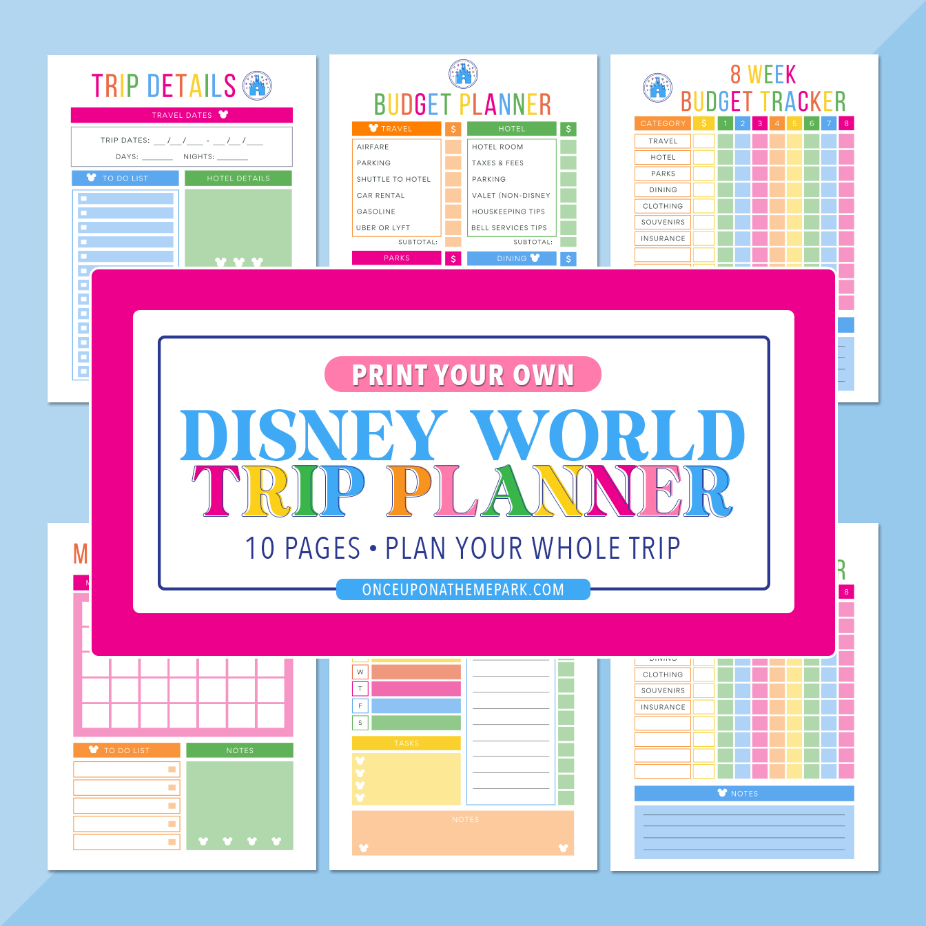 Printable Disney World Vacation Planner Once Upon a Theme Park