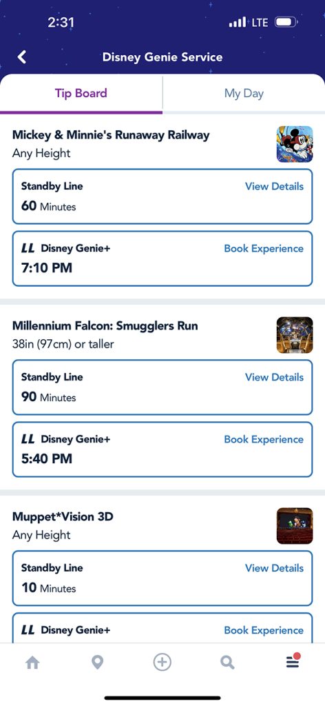 genie plus screenshot for hollywood studios