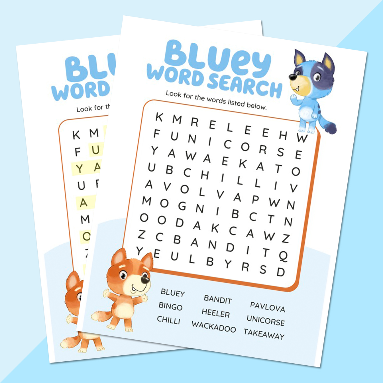 Bluey Word Search: Free Printable